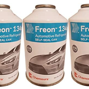 Chemours R-134a Refrigerant – 3-Pack (12oz Self-Sealing Cans) with Gauge, MVAC