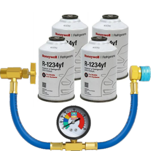 Honeywell R-1234yf Refrigerant – 4-Pack (8oz Cans) with HD Brass Can Tap